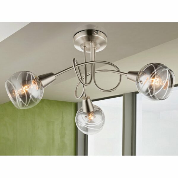 Globo LED-Deckenleuchte ROMAN Nickel matt