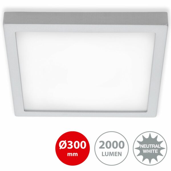 Briloner LED-Decken-& Wandlampe Fire Chrom Matt 21 W Neutralw. 30x30cm