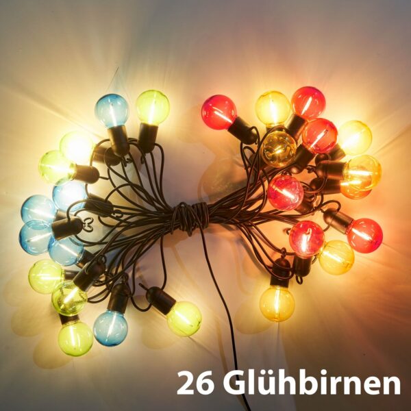 Amare LED-Party-Lichterkette Filamentleuchten mit Timer 26 Glühbirnen 10 m