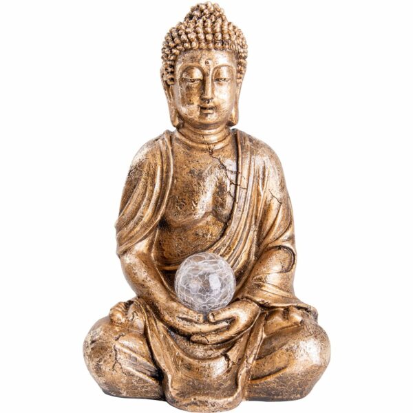 Näve LED-Deko-Solarleuchte Buddha Goldfarben 30