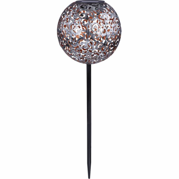 Globo LED-Solaraußenleuchte Kugel Dekogeflecht Silber 54 cm x 18